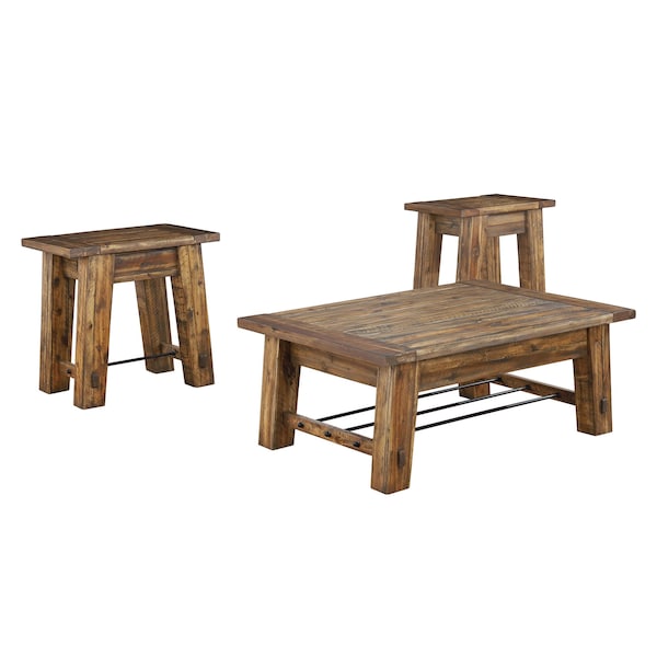 Alaterre Furniture Durango Industrial Wood 48"L Coffee Table and 27" W End Table ANDU011274 - main